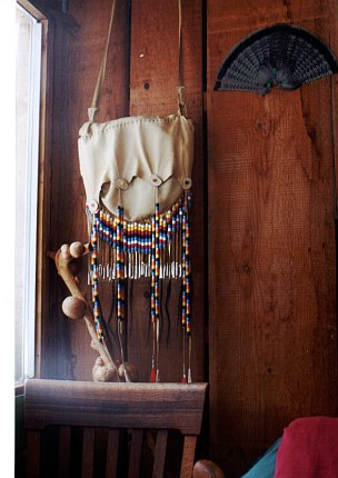 walking stick and medicine bag